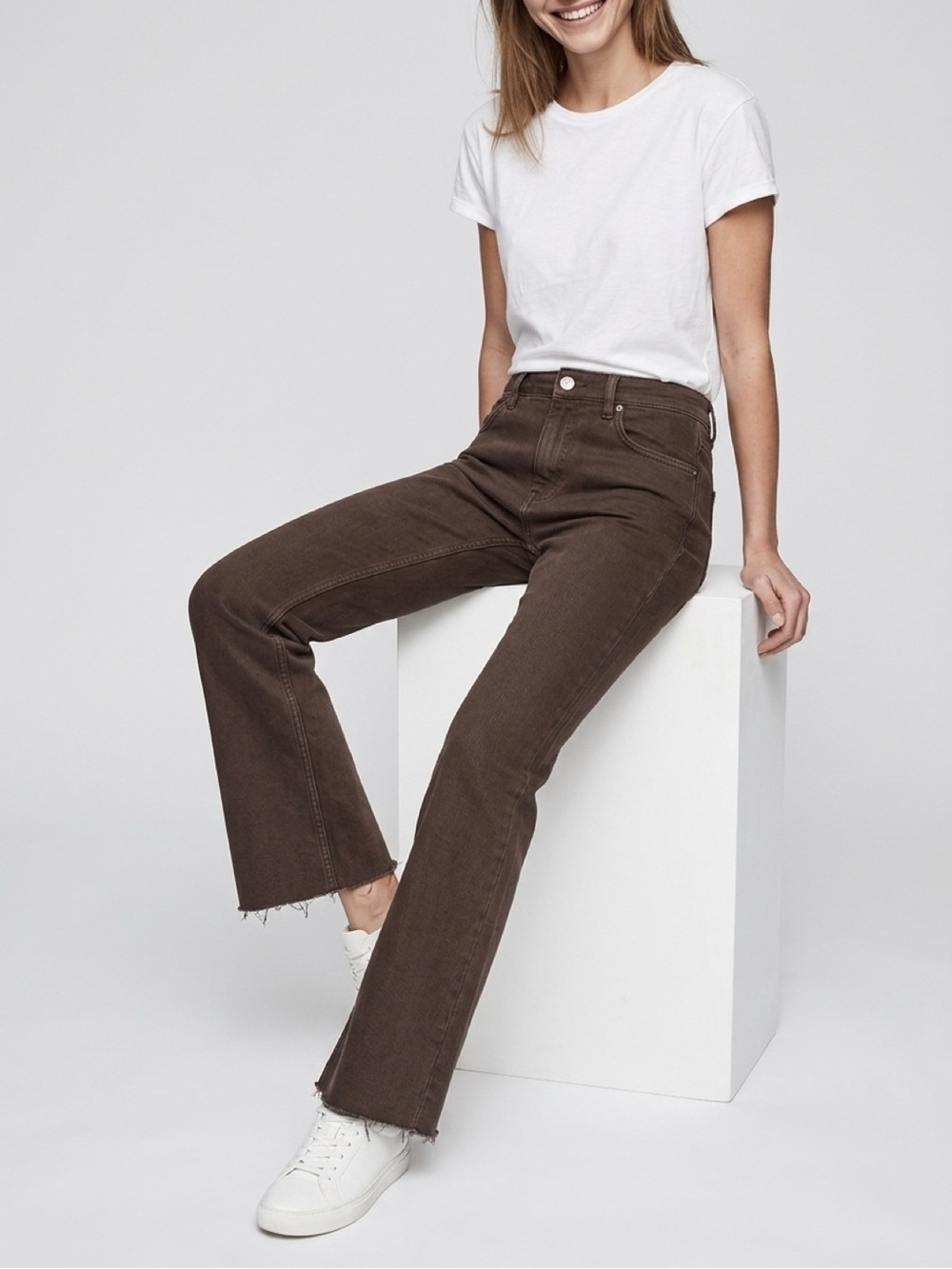 Zara Dark Brown High-Rise Flare Jeans